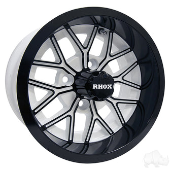 RHOX RX284, blanco con negro brillante, 12 x 6 ET-10 PN# TIR-RX284-WB