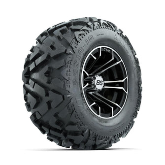 GTW Spyder Machined/Black 10 in Wheels with 20x10-10 Barrage Mud Tires – Full Set