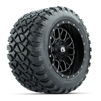 Set of (4) 12 in GTW Helix Machined & Black Wheels with 22x11-R12 Nomad All-Terrain Tires