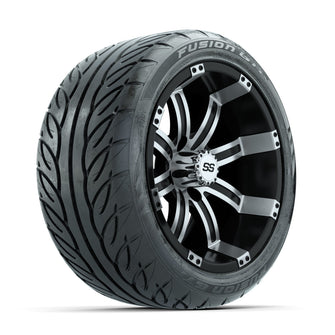 GTW Tempest Machined/Black 14 in Wheels with 225/40-R14 Fusion GTR Street Tires  Full Set