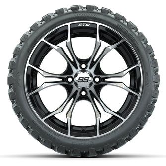 GTW Spyder Machined/Black 15 in Wheels with 23x10-R15 Nomad All-Terrain Tires  Full Set