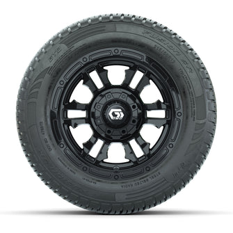 GTW Shogun Gloss Black 12 in Wheels with 215/50-R12 Fusion S/R Steel Belt Radial Tires  Full Set