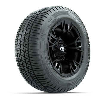 GTW® Vandal Matte Black/Machined 12 in Wheels with 215/50-R12 Fusion S/R Steel Belt Radial Tires – Full Set