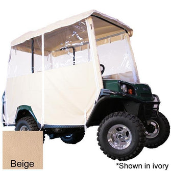 Carrito de golf Club Car Precedent y Villager para 4 pasajeros con cabina de vinilo beige y asiento plegable de fábrica (años 2004 en adelante) PN# 62035