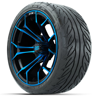 GTW Spyder Blue/Black 15 in Wheels with 215/40-R15 Fusion GTR Street Tires  Full Set