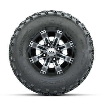 GTW Tempest Machined/Black 10 in Wheels with 22x11.00-10 Rogue All Terrain Tires – Full Set