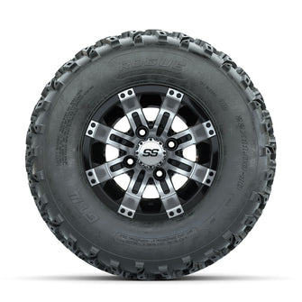 GTW Tempest Machined/Black 10 in Wheels with 22x11.00-10 Rogue All Terrain Tires  Full Set