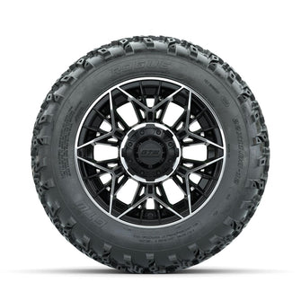 GTW Stellar Machined/Black 12 in Wheels with 22x11.00-12 Rogue All Terrain Tires – Full Set