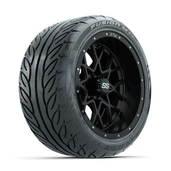 GTW Vortex Matte Black 14 in Wheels with 225/40-R14 Fusion GTR Street Tires – Full Set