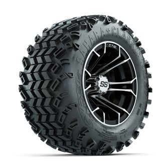 GTW Spyder Machined/Black 10 in Wheels with 18x9.50-10 Sahara Classic All Terrain Tires  Full Set