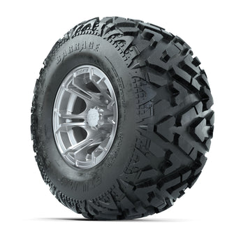 GTW Spyder Silver Brush 10 in Wheels with 22x10-10 Barrage Mud Tires  Full Set