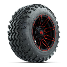 GTW® Stealth Black/Red 12 in Wheels with 22x11.00-12 Rogue All-Terrain Tires – Full Set