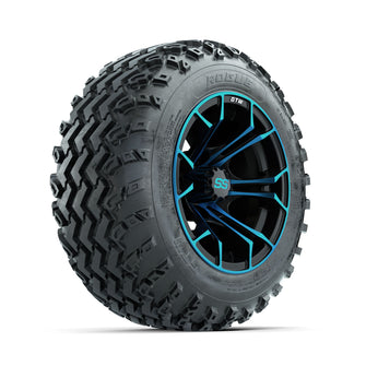 GTW Spyder Blue/Black 12 in Wheels with 22x11.00-12 Rogue All Terrain Tires  Full Set