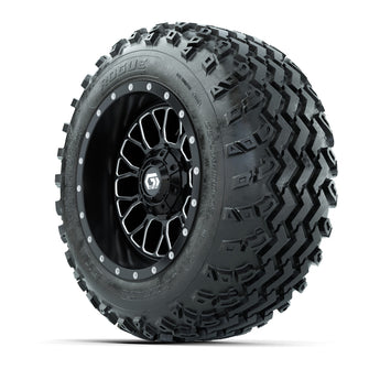 GTW Helix Machined/Black 12 in Wheels with 22x11.00-12 Rogue All Terrain Tires  Full Set