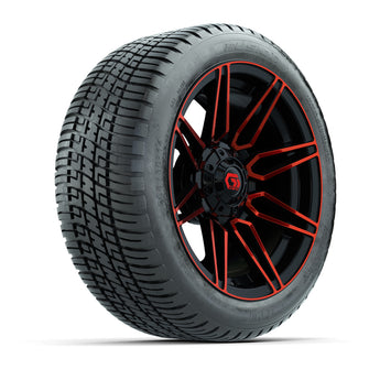 GTW Stealth Gloss Black/Red 14 in Wheels with 205/30-14 Fusion Street Tires  Full Set