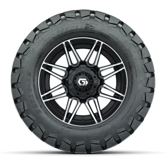 GTW Stealth Black/Machined 12 in Wheels with 22x10-12 Timberwolf All-Terrain Tires  Full Set