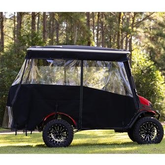 RedDot EZGO Express S4 Elite with 80” Non Modular Top Allguard Black 3-Sided Track Style Enclosure (Years 2023-Up)