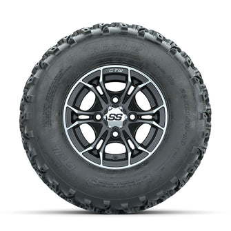 GTW Spyder Machined/Matte Grey 10 in Wheels with 22x11.00-10 Rogue All Terrain Tires  Full Set