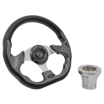 2004-Up Club Car Precedent - GTW Chrome Carbon Fiber Racer Steering Wheel Kit