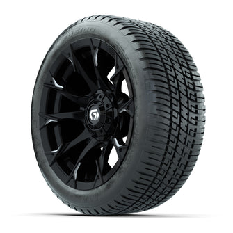 GTW Diablo Gloss Black/Machined 14 in Wheels with 205/30-14 Fusion Street Tires  Full Set