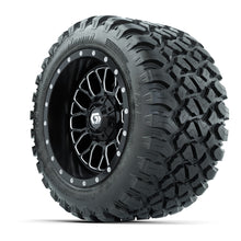 Set of (4) 12 in GTW Helix Machined & Black Wheels with 22x11-R12 Nomad All-Terrain Tires