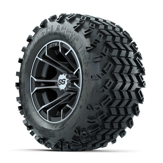 GTW Spyder Machined/Matte Grey 10 in Wheels with 18x9.50-10 Sahara Classic All Terrain Tires  Full Set