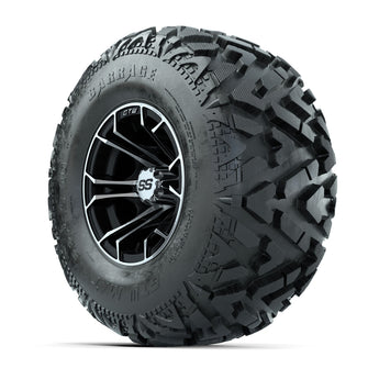 GTW Spyder Machined/Black 10 in Wheels with 22x10-10 Barrage Mud Tires  Full Set