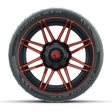 GTW Stealth Gloss Black/Red 14 in Wheels with 205/40-R14 Fusion GTR Steel Belted Street Tires  Full Set