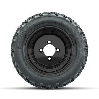 GTW Steel Matte Black 3:5 Offset 10 in Wheels with 18x9.50-10 Rogue All Terrain Tires – Full Set