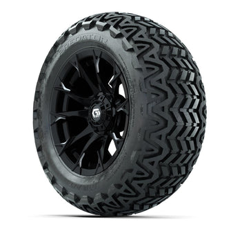 GTW® Diablo Gloss Black/Machined 14 in Wheels with 23x10-14 Predator All-Terrain Tires – Full Set