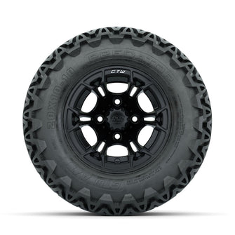 GTW Spyder Matte Black 10 in Wheels with 20x10-10 Predator All Terrain Tires – Full Set