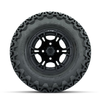 GTW Spyder Matte Black 10 in Wheels with 20x10-10 Predator All Terrain Tires  Full Set