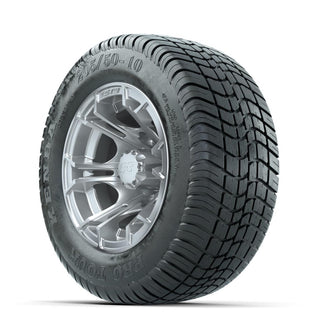 GTW Spyder Silver Brush 10 in Wheels with 205/50-10 Kenda Pro Tour Low-profile Tires – Full Set