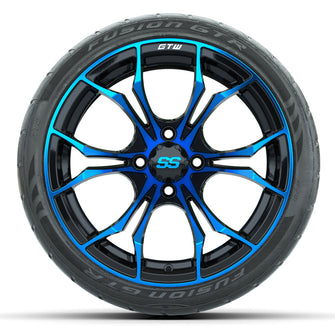 GTW Spyder Blue/Black 15 in Wheels with 215/40-R15 Fusion GTR Street Tires  Full Set