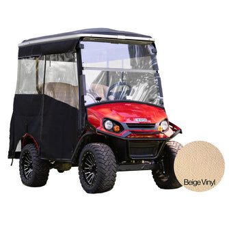 RedDot EZGO Express S4 Elite with 80” Non Modular Top Beige 3-Sided Track Style Vinyl Enclosure (Years 2023-Up)