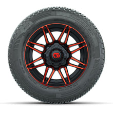 GTW® Stealth Black/Red 12 in Wheels with 215/50-R12 Fusion S/R Steel Belt Radial Tires – Full Set