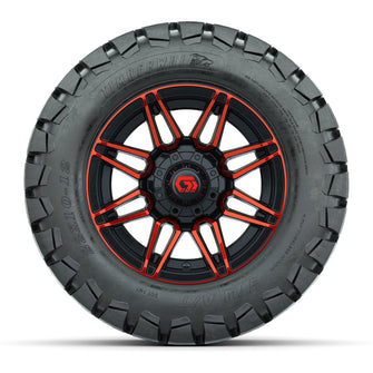 GTW Stealth Black/Red 12 in Wheels with 22x10-12 Timberwolf All-Terrain Tires  Full Set