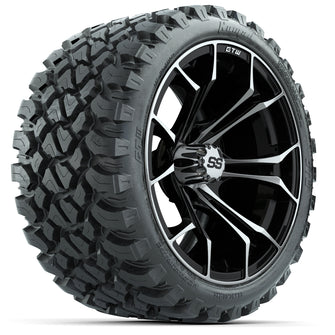 GTW Spyder Machined/Black 15 in Wheels with 23x10-R15 Nomad All-Terrain Tires  Full Set