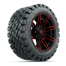 GTW® Stealth Gloss Black/Red 14 in Wheels with 22x10-14 Timberwolf All-Terrain Tires – Full Set