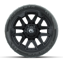 GTW® Graffiti Gloss Black 14 in Wheels with 205/40-R14 Fusion GTR Steel Belted Street Tires – Full Set