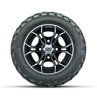 GTW Spyder Machined/Black 10 in Wheels with 18x9.50-10 Rogue All Terrain Tires  Full Set