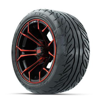 GTW Spyder Red/Black 14 in Wheels with 225/40-R14 Fusion GTR Street Tires – Full Set