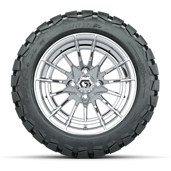 GTW Boost Chrome 14 in Wheels with 22x10-14 Timberwolf All-Terrain Tires  Full Set