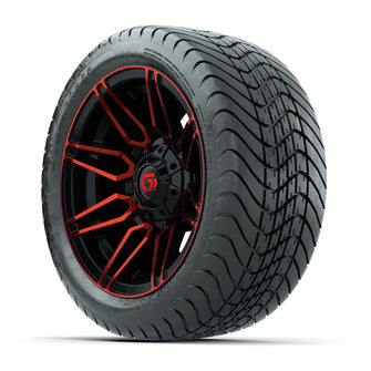 GTW Stealth Black/Red 12 in Wheels with 215/35-12 Mamba Street Tires  Full Set