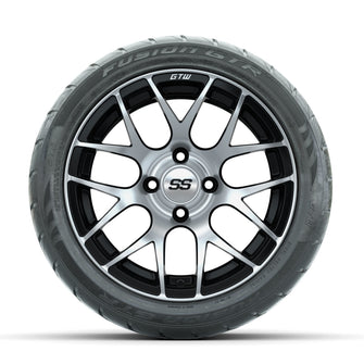 GTW Pursuit Machined/Black 14 in Wheels with 225/40-R14 Fusion GTR Street Tires  Full Set