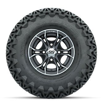 GTW Spyder Machined/Matte Grey 10 in Wheels with 22x11-10 Predator All Terrain Tires – Full Set