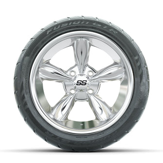 GTW Godfather Chrome 14 in Wheels with 225/40-R14 Fusion GTR Street Tires  Full Set