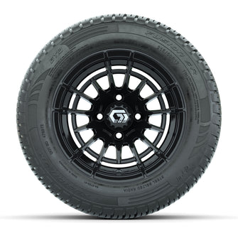 GTW Boost Gloss Black 12 in Wheels with 215/50-R12 Fusion S/R Steel Belt Radial Tires  Full Set