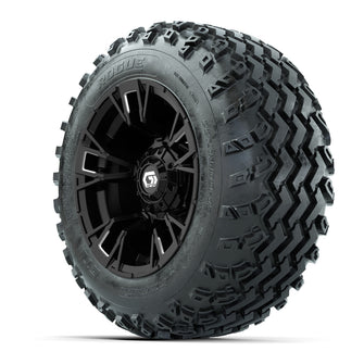 GTW Vandal Matte Black/Machined 12 in Wheels with 22x11.00-12 Rogue All-Terrain Tires  Full Set