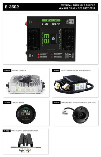 Eco Lithium Battery Complete Bundle for 2007-2010 Yamaha G29/Drive 51V 105Ah - Thru Hole Eco Battery Parts and Accessories